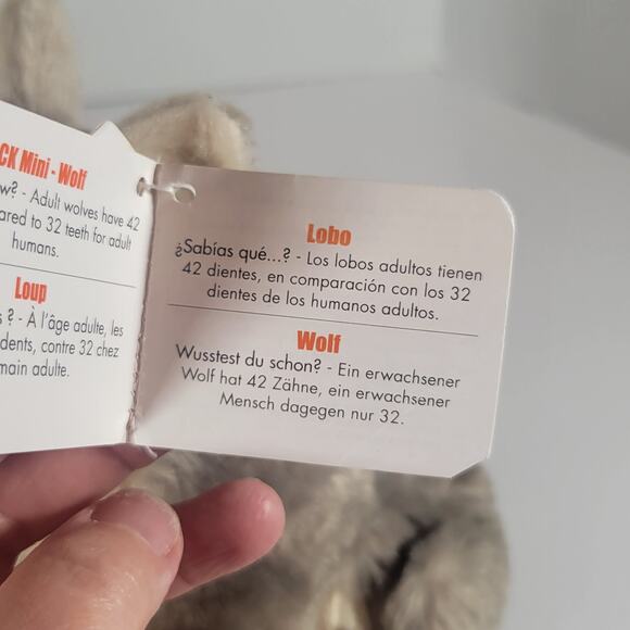 Wild Republic Eco-Friendly CK Mini Wolf Plush Toy 7" Grey White Soft With Tags - Picture 7 of 16